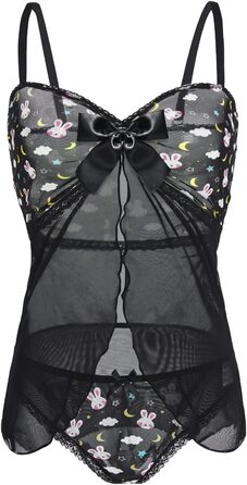 Чорна нічна сорочка babydoll з мереживом Littleforbig для жінок, V-подібний виріз, нічна сорочка, спідня білизна