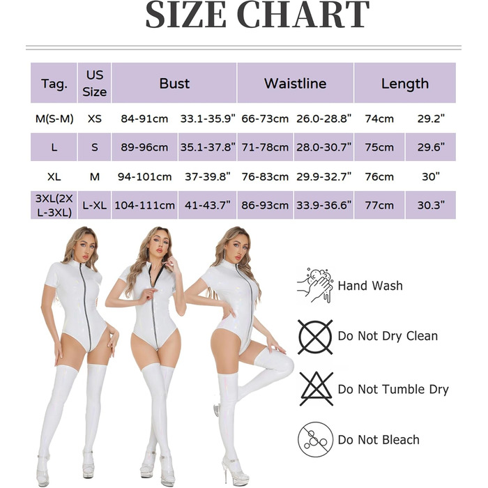 Корсет-топ FEOYA з екошкіри, боді з короткими рукавами, обтислий, на молнії, для клубу, вечірки, сцени, косплею, карнавалу, S-3XL (Білий, S-M)