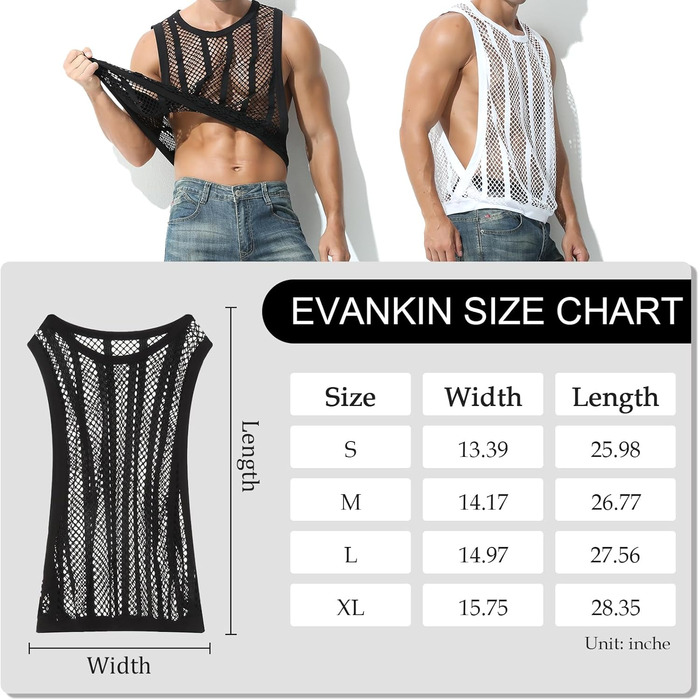Чоловіча майка-топ Evankin з мереживом, чорна