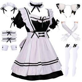 Костюм французької служниці: комплект для косплею, карнавалу та Хелловіну (чорний, L)