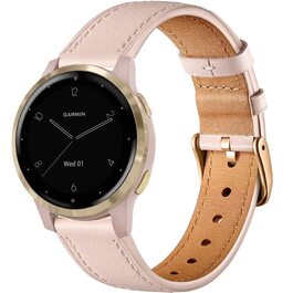 Шкіряний ремінець Issinlky 18мм для Garmin Vivoactive 4S, Venu 2S, 3S, Vivomove 3S та Fossil Gen 6/5E/4/3, рожевий