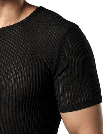 Чоловіча футболка JOGAL з сіткою, облягаюча, короткий рукав, чорна