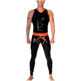 Легінси чоловічі латексні GAYLOP з кишенею, чорні, XL