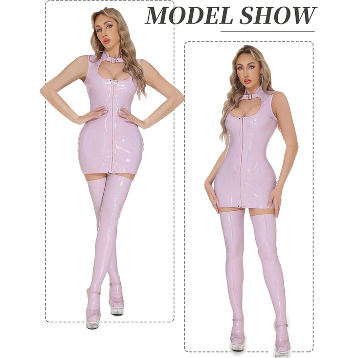 Латексна сукня для жінок Wetlook, сукня з лаку для жінок, латексний catsuit для жінок - L (фіолетовий)