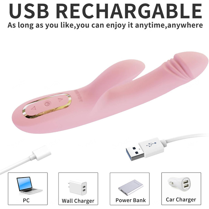 Вібратор Rabbit - вібратор для жінок, G-spot, 9+3 режими, нагрівання, рожевий