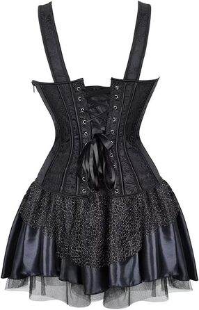 Сукня-корсет з корсетом, чорна, для жінок. Ефектний корсаж, шнуровка, блискавка, страпи, бурлескний стиль. Розмір XS. Модель Black7024