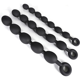 Анальний плагін Axcroo Extra Lang з ланцюжком та 7 кульок, силікон, стимулятор простати, для чоловіків та жінок