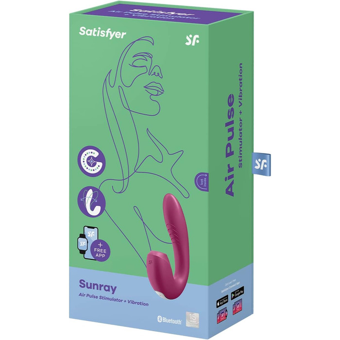 Satisfyer Sunray Connect App Rabbit - вібратор для жінок з підключенням по Bluetooth | Інтимна іграшка кролик | Стимуляція клітора та G-точки | Водостійкий (IPX7) | З можливістю зарядки | З високоякісного силікону | Однорозмірна іграшка для дорослих