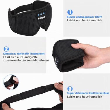 Маска для сну з Bluetooth-навушниками 3D, бездротові навушники для сну v5.4, дихаюча пов'язка для людей, що сплять на боці, для подорожей, йоги та медитації, миюча