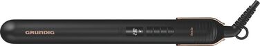 Випрямляч для волосся Grundig HS 7030 з керамічним покриттям Макадамія та Кокосова олія, 6 температурних режимів (130-230°C), іонна функція, чорний/рожеве золото