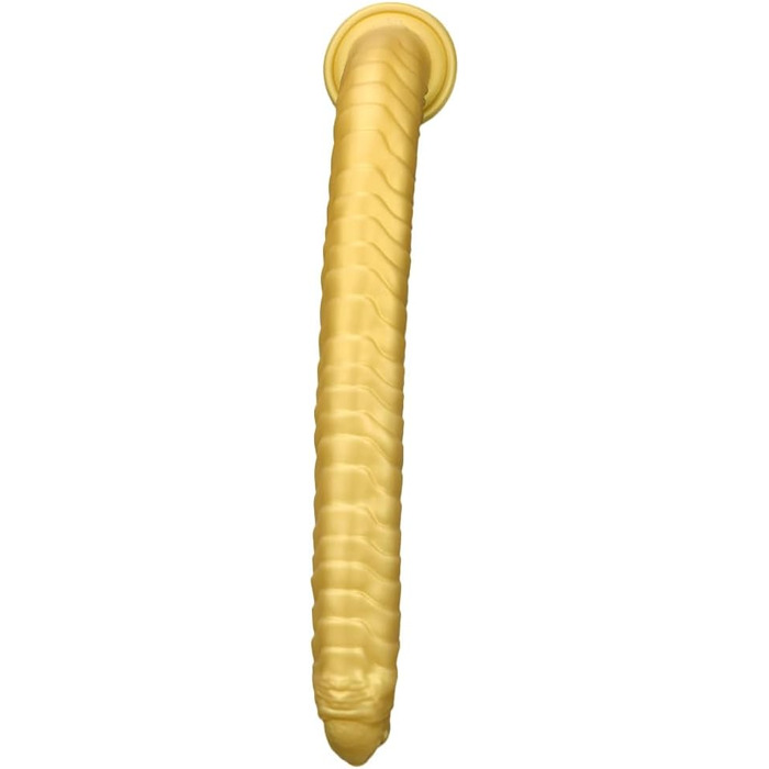 Анальний вібратор з сильним всмоктуванням - гігантський, з рідкого силікону, для глибокого задоволення. Золотий колір.