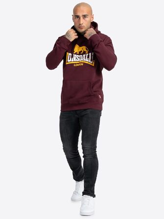 Чоловіча толстовка на блискавці з капюшоном Lonsdale RINSEY, приталена модель, колір Oxblood, розмір S
