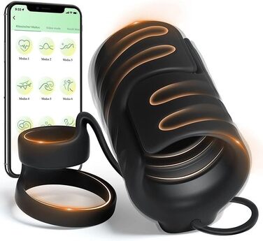 Електричний мастурбатор для чоловіків з 9 вібраційних режимів та керуванням через додаток, стимулятор головки, чорний