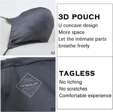 Танга чоловічі BIATWOWR з великою кишенею, шовкові, дихаючі, безшовні, сексуальні труси, чорно-темно-сірі, XL