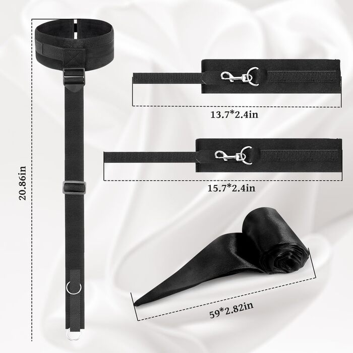 Набір для БДСМ-інтимних ігор для пар: набір для зв'язування, наручники, феттери, маска для очей, набори для зв'язування зап'ястя та шиї. 3 шт.