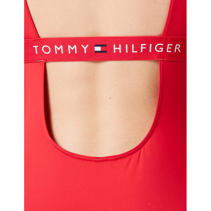 Купальник жіночий Tommy Hilfiger однотонний червоний з вирізами XL