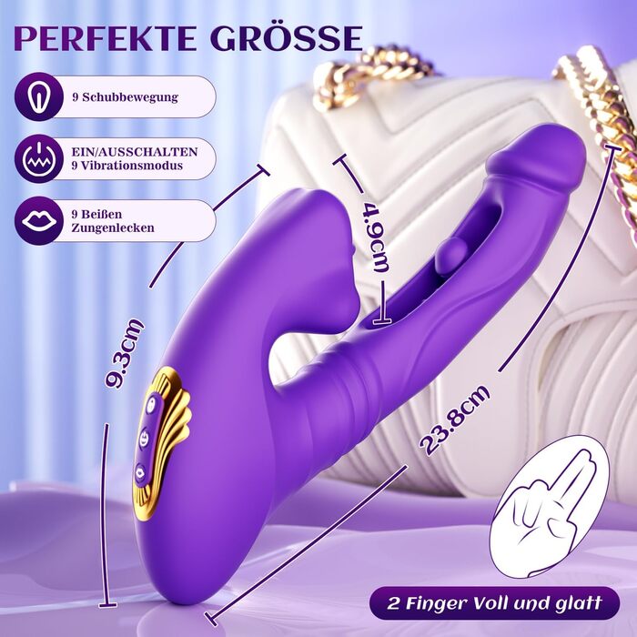 Вібратор для жінок Dildo з 7 режимами вібрації та стимуляції клітора, фіолетовий