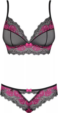 Сексуальний жіночий комплект нижньої білизни Selente Love & Fun: бюстгальтер, труси та шовкова маска для очей, чорно-магма, S-M, Made in EU