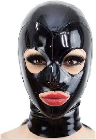 Латексна маска для БДСМ, Фетіш, Косплей з блискавкою на спині - чорна