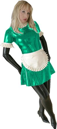 Костюм горничної в стилі аніме Sissy Cosplay: сукня з довгим рукавом, латекс, чорно-білий фартух, Sexy Lolita, 3XL