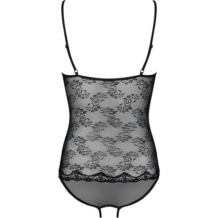 Сексуальний жіночий комплект спідньої білизни Selente Love & Fun: боді, відкритий боді та шовкова маска для очей. Зроблено в ЄС. Білий/відкритий, S-M, Чорний/квітковий сітка-відкритий