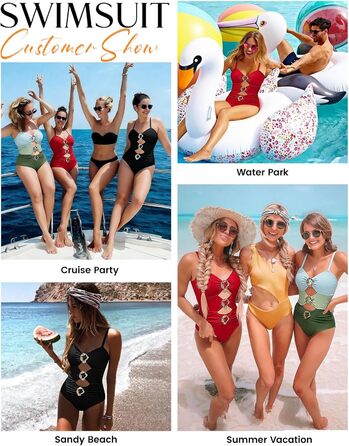 Жіночий суцільний купальник UMIPUBO Monokini з рюшами, колірний блок, зелений XL