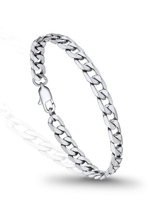 Сталевий браслет-ланцюг PROSTEEL для чоловіків та жінок, класичний панцирний стиль, сріблястий колір, 23 см, ширина 6 мм