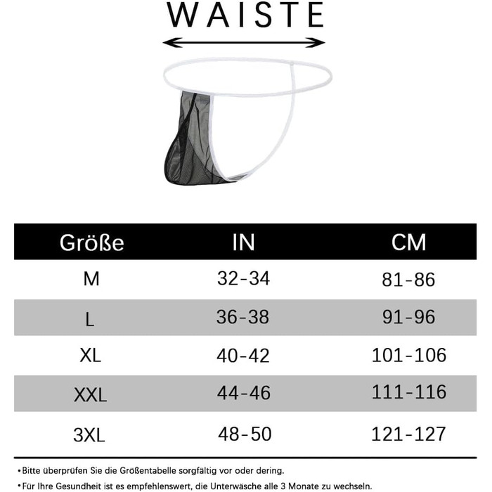 Чоловіча прозора трусика-стрінги BIATWOWR - чорний колір, розмір XL. Зручні, дихаючі, з м'якого матеріалу.