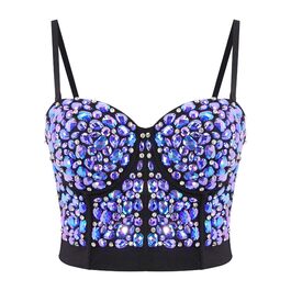 Жіночий бюстгальтер-корсет Naimo з блискітками та стразами, push-up, топ, камі, для вечірок та клубів, блакитний