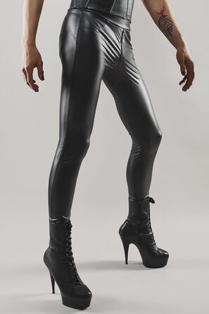 Чоловічі легінси з ефектом мокрого блиску, чорні, висока талія, з блискавкою спереду та ззаду, скінні, еластичні. Розмір L, чорний колір