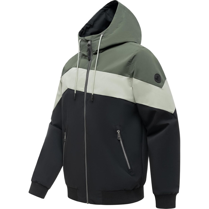 Чоловіча легка демісезонна куртка Ragwear Stewie Block: водонепроникна та дихаюча з капюшоном, колір Dark Olive, розмір S
