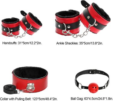 Набір для БДСМ: мотузки, наручники, петиші, маски, петиші, пару (червоний та чорний)