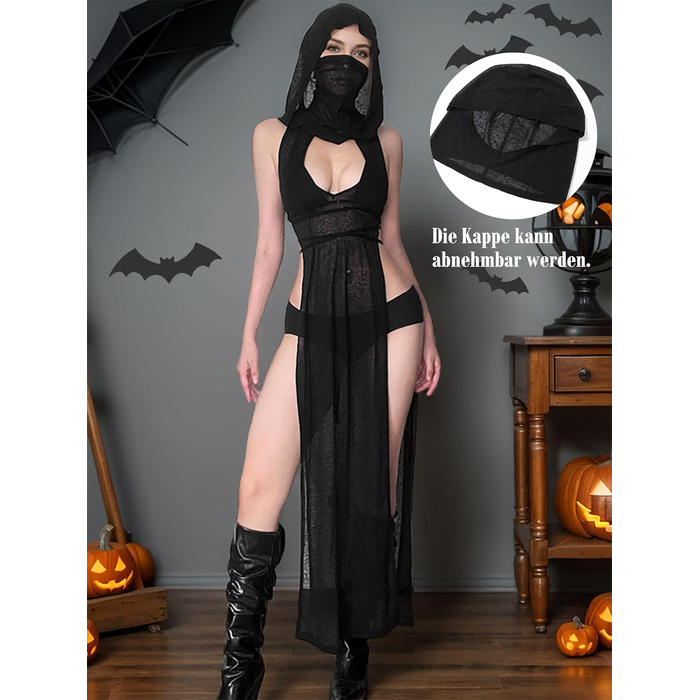 Прозора готична сукня Mingnos для рейв-вечірок, чорна з вирізами, з високим розрізом, для EDM фестивалів, клубів та вечірніх виходів. Розмір L