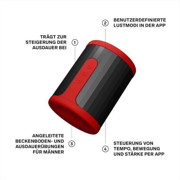 LELO F2S Ausdauertrainer: чоловічий мастурбатор з App, 14 режимів та AI, Teal/Red