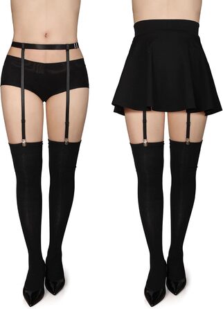 IMOMOTO Пояс для панчіх Simplicity, стрічка, універсальний розмір, чорні гусячі кліпси, 4 ремінці