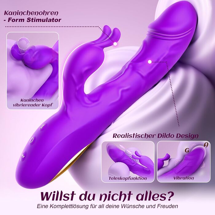 Вібратор для жінок Гобокен: кролик з 10 режимами вібрації, G-точка, кліторальний та анальний вібратор, для пар та індивідуального використання