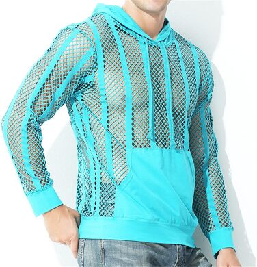 Чоловіча сітчаста сорочка з довгим рукавом, прозора, для вечірок та клубів