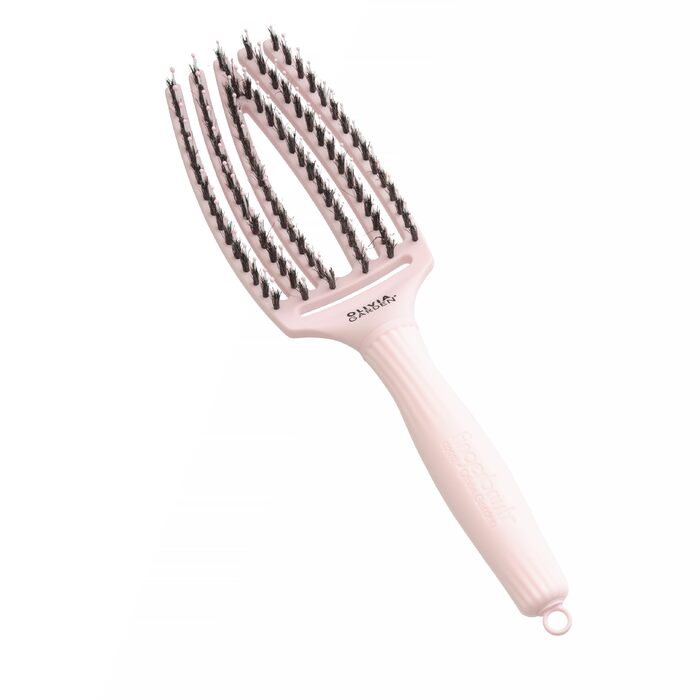 Щітка для волосся Olivia Garden Fingerbrush Care Iconic з щетиною кабана та нейлоном для розплутування та блиску, Pastel Pink Medium