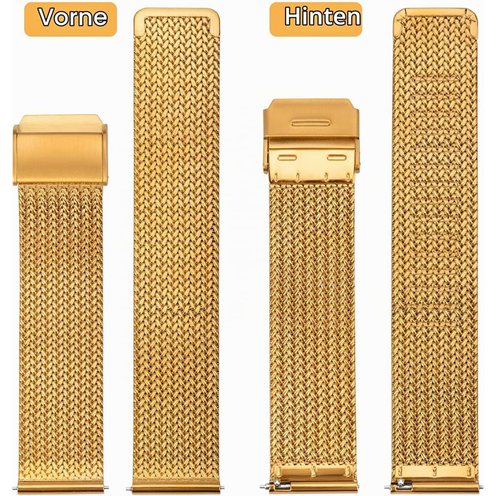 Металевий ремінець для годинника T-Strap Mesh (Міланська плетінка) зі сталі, швидкознімний замок, золотий, 16мм