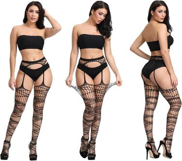 DRESHOW 6 пар мереживних шкарпеток-сіток з високою талією для жінок, комплект