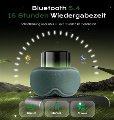 Маска для сну з Bluetooth-навушниками MUSICOZY 5.4, бамбукова бавовна, повне затемнення (Blackout), 16 годин роботи, сіра