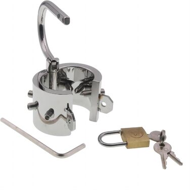 Металевий кільце для пеніса з високою продуктивністю, кавальце для яєчок з нержавіючої сталі з 6 гвинтами та 3 ключами, SM-обмеження, сексуальна іграшка для дорослих, чоловіче тренування на обмеження (кільце + 3 кульки)