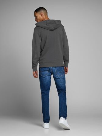 Чоловіча толстовка-худі на блискавці JACK & JONES Jjeholmen Noos, сіра (Asphalt), розмір XL, Regular Fit