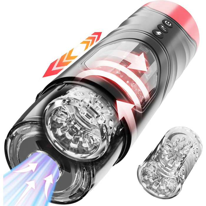 Електричний мастурбатор для чоловіків MARIELOVE – симулятор орального сексу з функцією насосу та вібрації | 7 режимів & телескопічний рух | реальна іграшка для дорослих з ротацією та масажем | перезаряджається