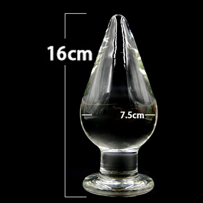 Анальний плаг Kugel з скла XXL з присоском, 7.5 см, кришталево чистий, для жінок та чоловіків