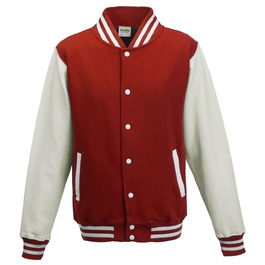 Чоловіча куртка-бомбер Varsity Jacket Just Hoods by AWDis, червона, розмір M