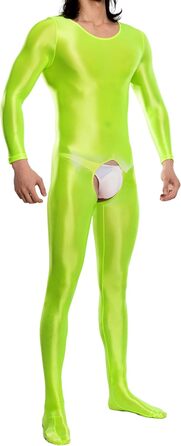 Комбінезон чоловічий AIEOE з відкриттям спереду, прозорий еластичний костюм, Strampler Overa Einteier, розмір S (зелений)