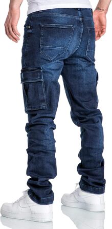 Чоловічі джинси-карго Amaci&Sons Regular Slim Denim з ефектом Destroyed, темно-сині, р. 32W/32L