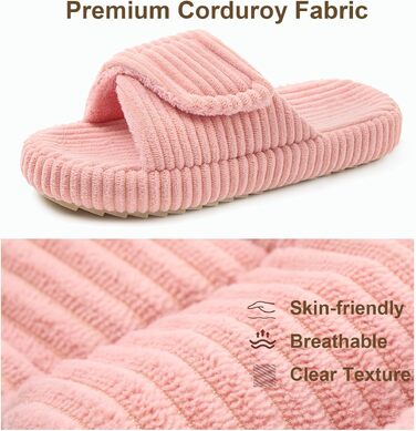 Жіночі домашні капці з відкритим носком з велюру з ефектом пам'яті Memory Foam, рожеві (розмір 39/40 EU)