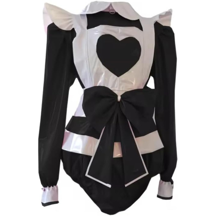 Костюм для косплею YGZHANYUANOKU з довгим рукавом, з відкладним коміром та фартухом, велика бант, спандекс, PVC-шкіра, червоний, 3XL